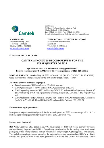 Thumbnail Camtek Quarterly Report 2025-q1