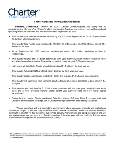 Thumbnail Charter Communications Quarterly Report 2025-q3