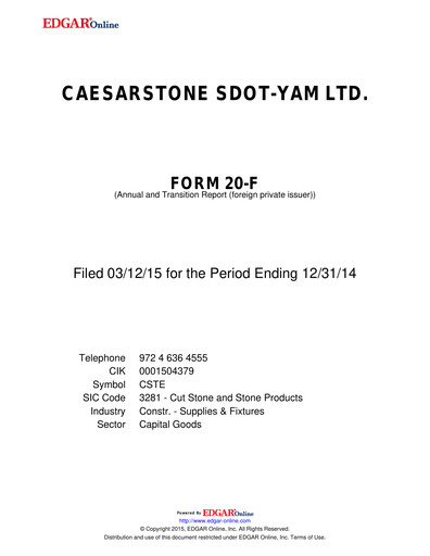 Vorschaubild Caesarstone
 Jahresbericht 2014