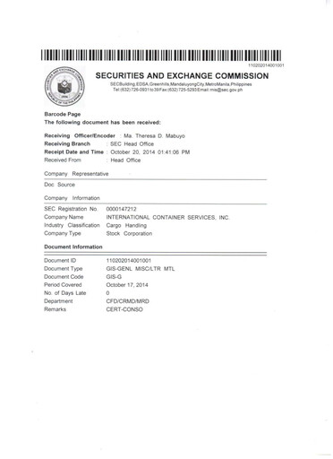 Thumbnail International Container Terminal Services Financial Statement 2013