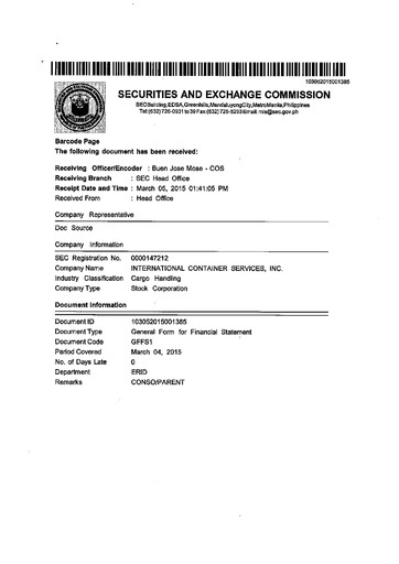 Thumbnail International Container Terminal Services Financial Statement 2014