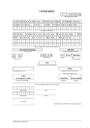 Thumbnail International Container Terminal Services Quarterly Report 2016-q1