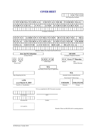 Thumbnail International Container Terminal Services Quarterly Report 2019-q1