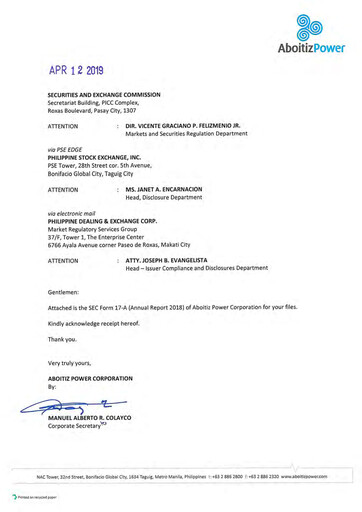 Miniature Aboitiz Power Rapport annuel 2018