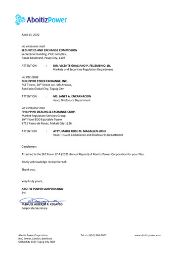 Miniature Aboitiz Power Rapport annuel 2021