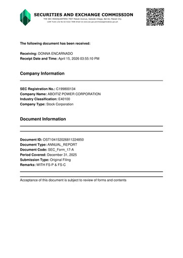 Thumbnail Aboitiz Power Annual Report 2025