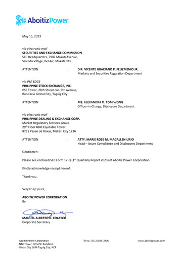 Thumbnail Aboitiz Power Quarterly Report 2023-q1