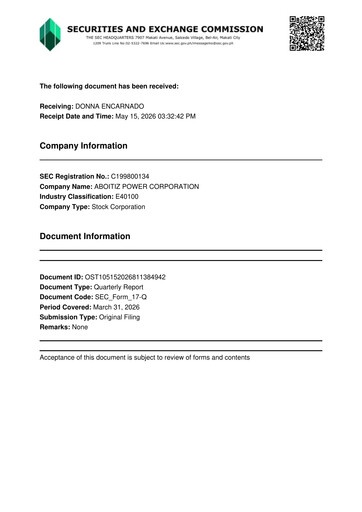Thumbnail Aboitiz Power Quarterly Report 2026-q1