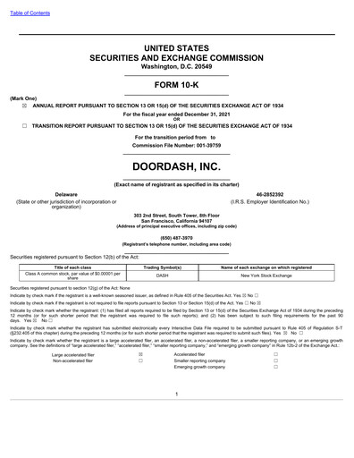 Vorschaubild DoorDash Jahresbericht 2021