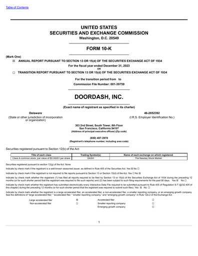 Thumbnail DoorDash Annual Report 2023