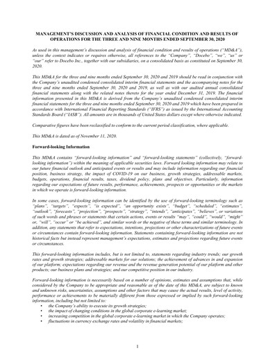 Thumbnail Docebo Quarterly Report 2020-q3