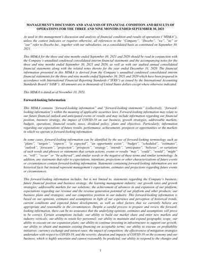 Thumbnail Docebo Quarterly Report 2021-q3