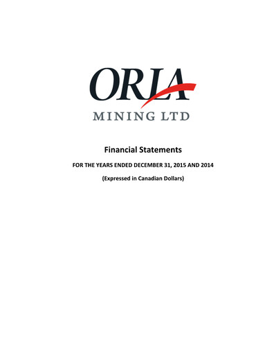 Thumbnail Orla Mining Financial Statement 2015