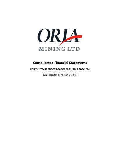 Thumbnail Orla Mining Financial Statement 2017