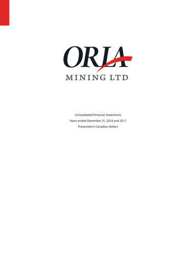 Thumbnail Orla Mining Financial Statement 2018
