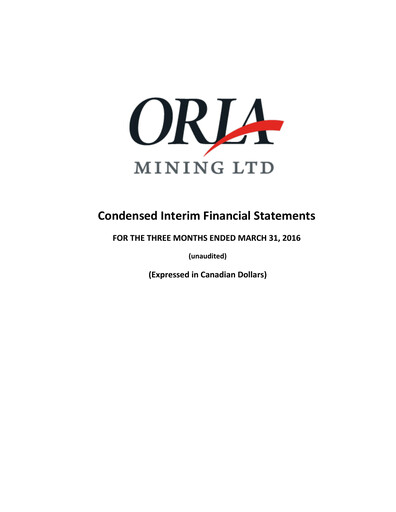 Vorschaubild Orla Mining Quartalsbericht 2016-q1