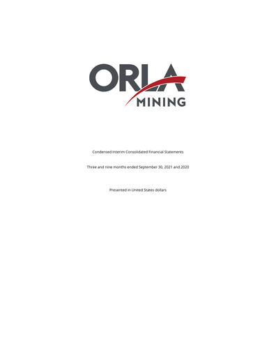 Thumbnail Orla Mining Quarterly Report 2021-q3