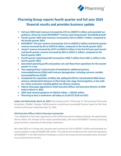 Thumbnail Pharming Group Financial Report 2024