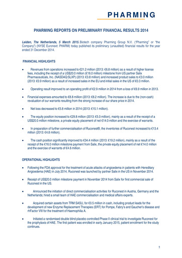 Thumbnail Pharming Group Financial Statement 2014