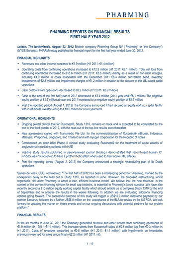 Thumbnail Pharming Group Half-year Report 2012-h1