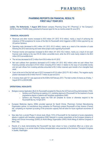 Thumbnail Pharming Group Half-year Report 2013-h1