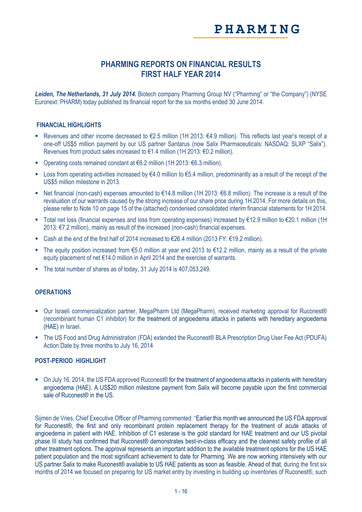 Thumbnail Pharming Group Half-year Report 2014-h1