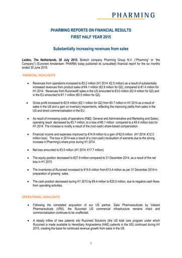 Thumbnail Pharming Group Half-year Report 2015-h1