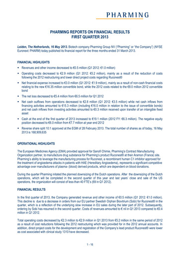 Thumbnail Pharming Group Quarterly Report 2013-q1