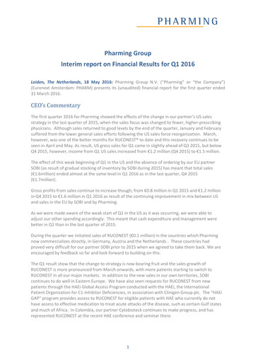 Thumbnail Pharming Group Quarterly Report 2016-q1
