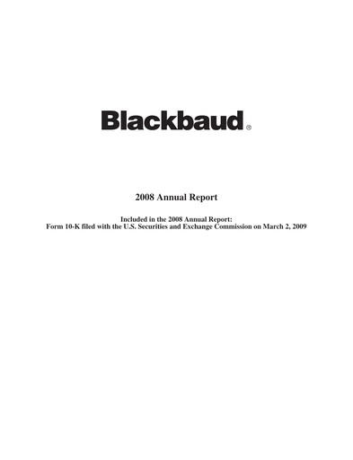 Thumbnail Blackbaud Annual Report 2008