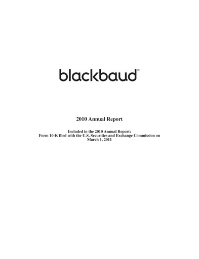 Thumbnail Blackbaud Annual Report 2010