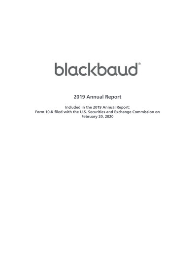 Thumbnail Blackbaud Annual Report 2019
