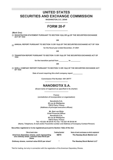 Thumbnail Nanobiotix Annual Report 2021