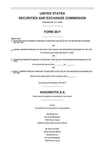 Thumbnail Nanobiotix Annual Report 2022