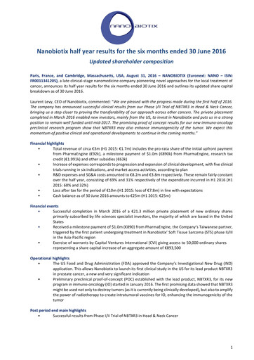 Thumbnail Nanobiotix Half-year Report 2016-h1