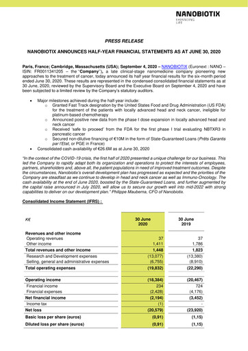 Thumbnail Nanobiotix Half-year Report 2020-h1