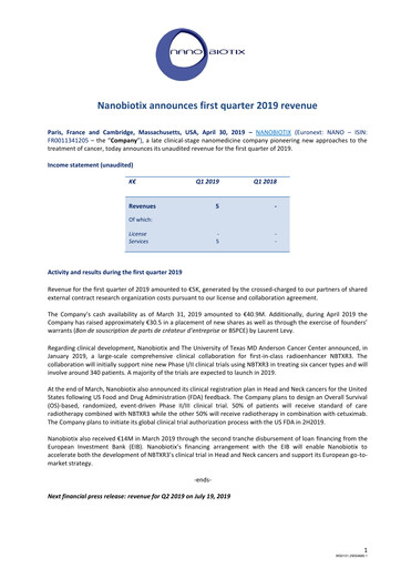 Thumbnail Nanobiotix Quarterly Report 2019-q1