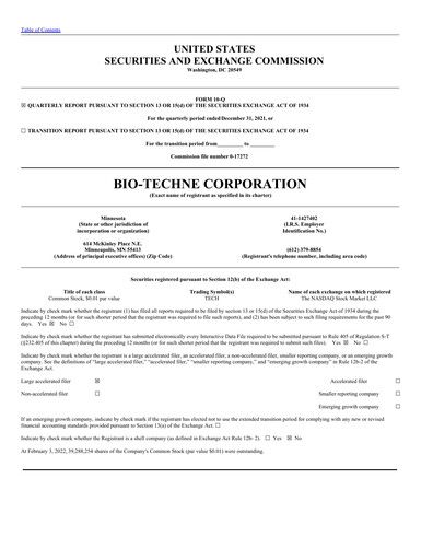 Thumbnail Bio-Techne Quarterly Report 2022-q2