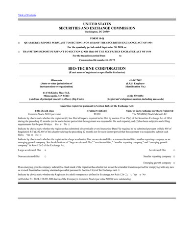 Thumbnail Bio-Techne Quarterly Report 2025-q1