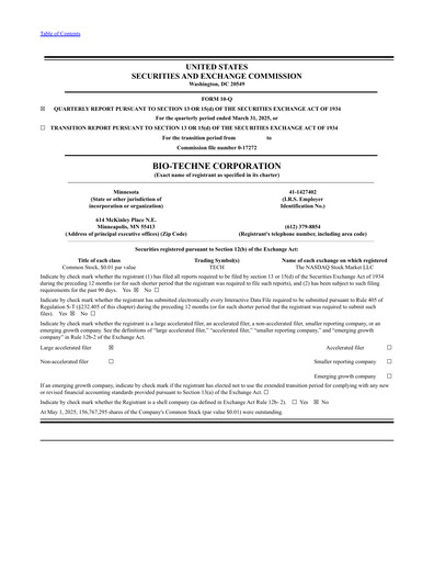 Thumbnail Bio-Techne Quarterly Report 2025-q3