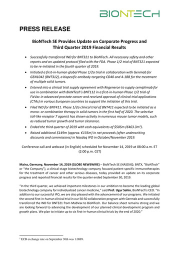 Thumbnail BioNTech Quarterly Report 2019-q3
