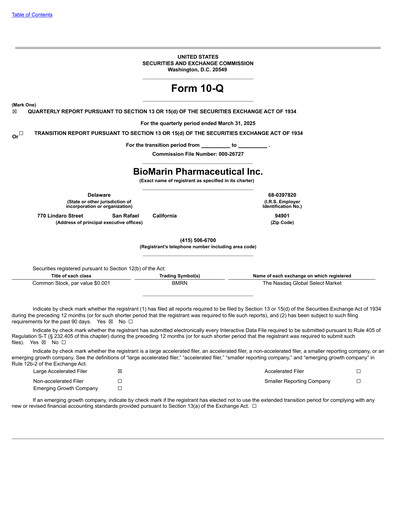 Thumbnail BioMarin Pharmaceutical Quarterly Report 2025-q1