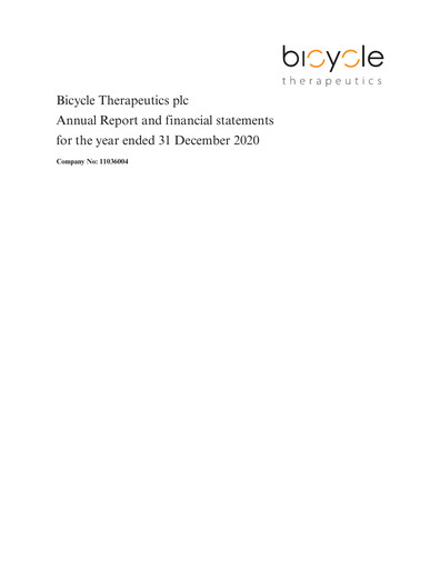 Thumbnail Bicycle Therapeutics Annual Report 2020