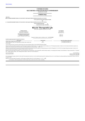 Thumbnail Bicycle Therapeutics Quarterly Report 2020-q3