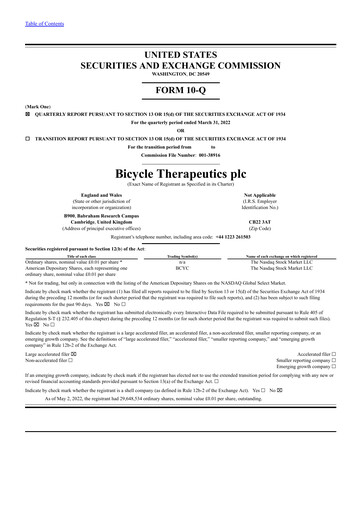 Thumbnail Bicycle Therapeutics Quarterly Report 2022-q1
