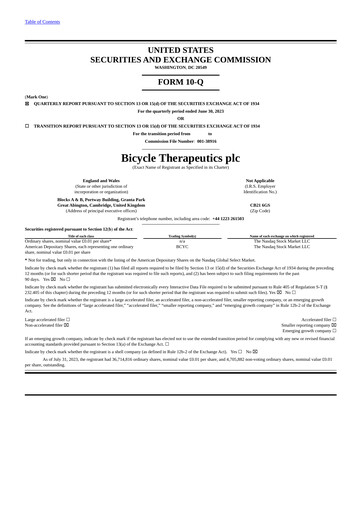 Thumbnail Bicycle Therapeutics Quarterly Report 2023-q2