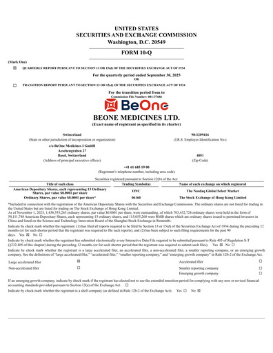 Thumbnail BeOne Medicines Quarterly Report 2025-q3