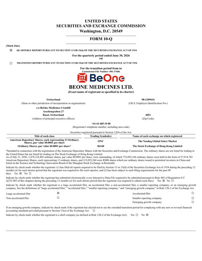 Thumbnail BeOne Medicines Quarterly Report 2026-q2