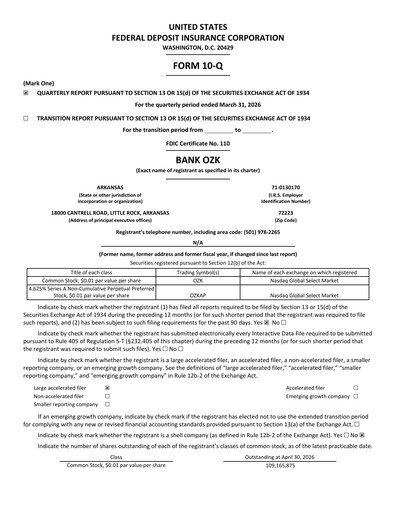 Thumbnail Bank OZK
 Quarterly Report 2026-q1