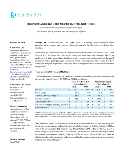 Thumbnail Bandwidth Quarterly Report 2025-q3